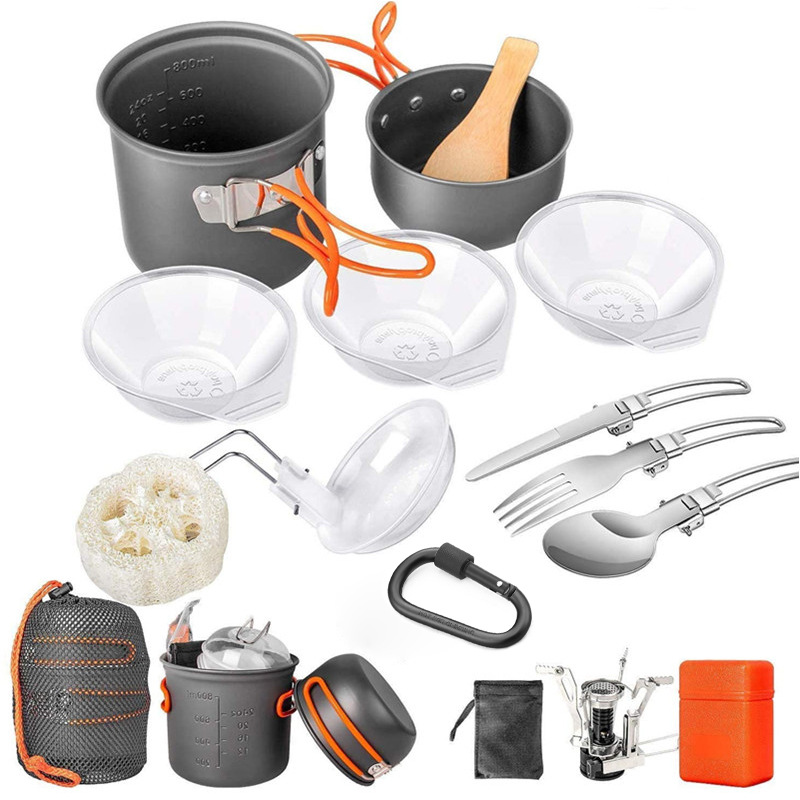 Camping Cooking Multi Tool - 캠핑 조리기구 세트, 스토브와 그릇이 포함된