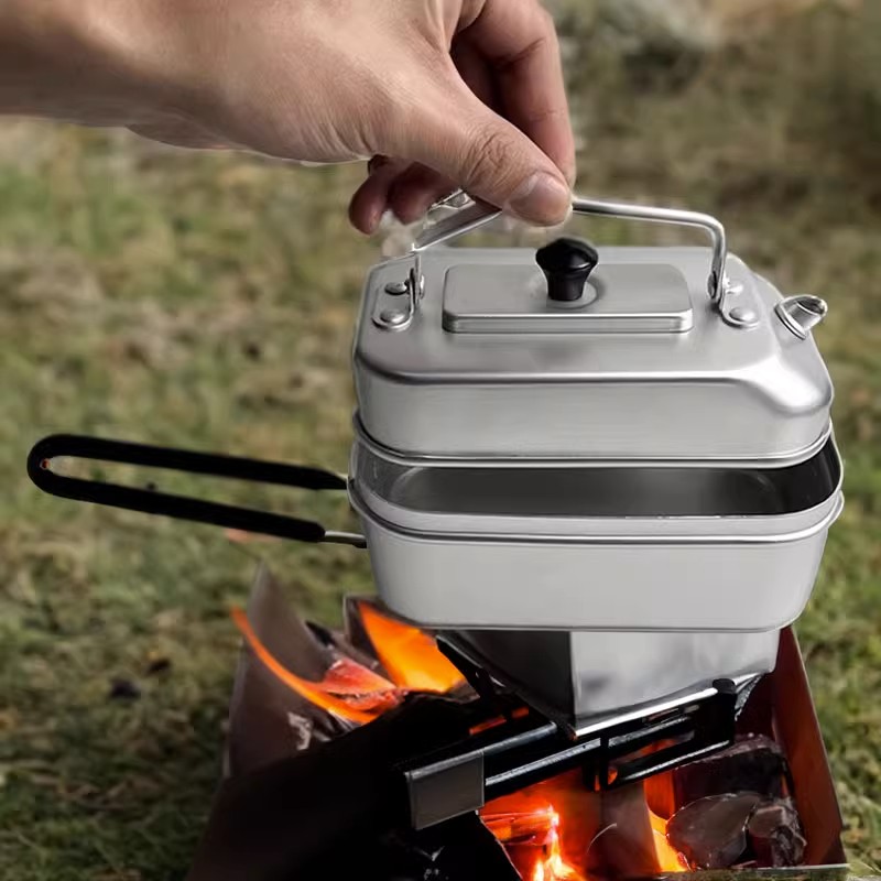 Mess Kit Titanium - 초경량 휴대용 피크닉 캠핑 관광 주전자,