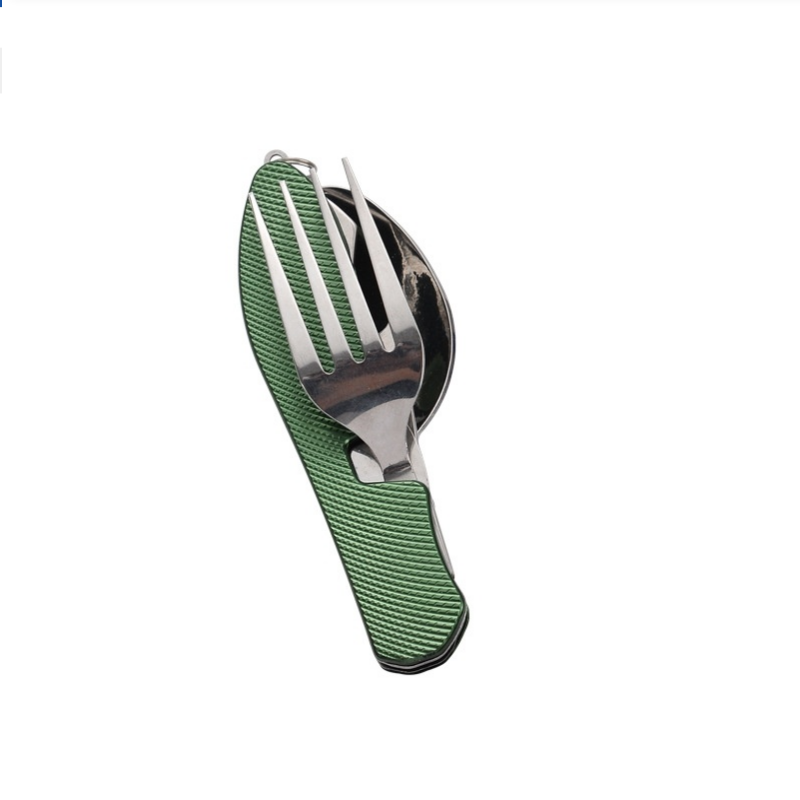 Camping Cooking Survival - 접이식 스테인리스 스틸 수저 세트, 일체형