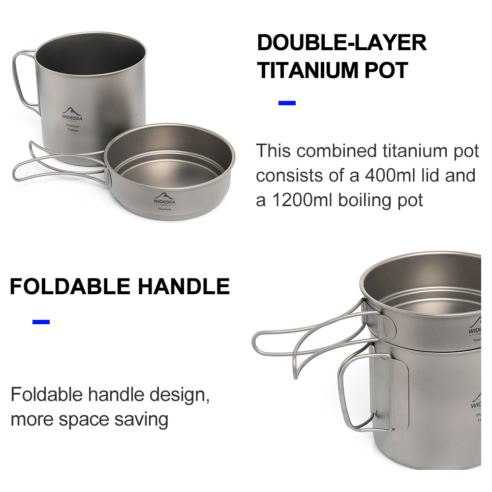 Widesea 초경량 티타늄 캠핑 냄비 1100ml 접 - Mess Kit Titanium 리뷰 및 가격