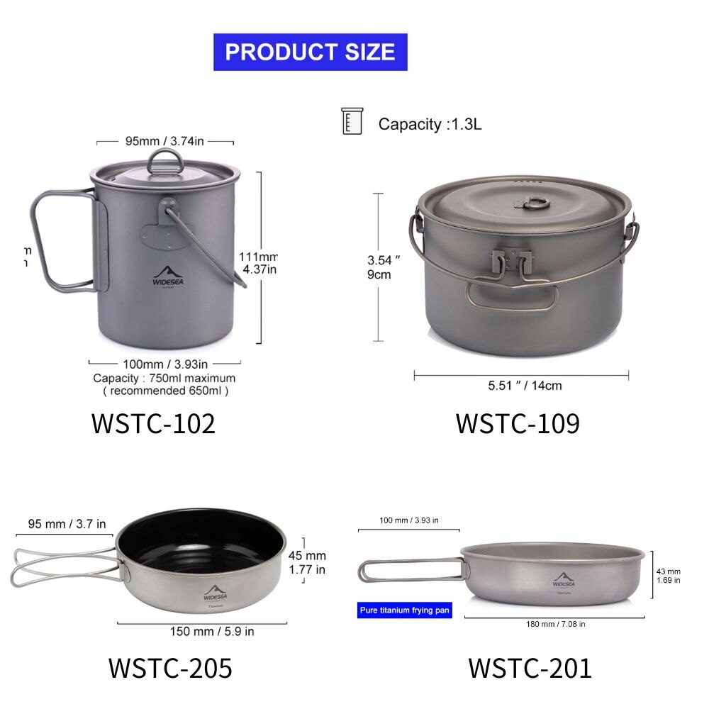 Widesea 캠핑 식기 티타늄 조리기구 세트, 관광  - Mess Kit Titanium 리뷰 및 가격