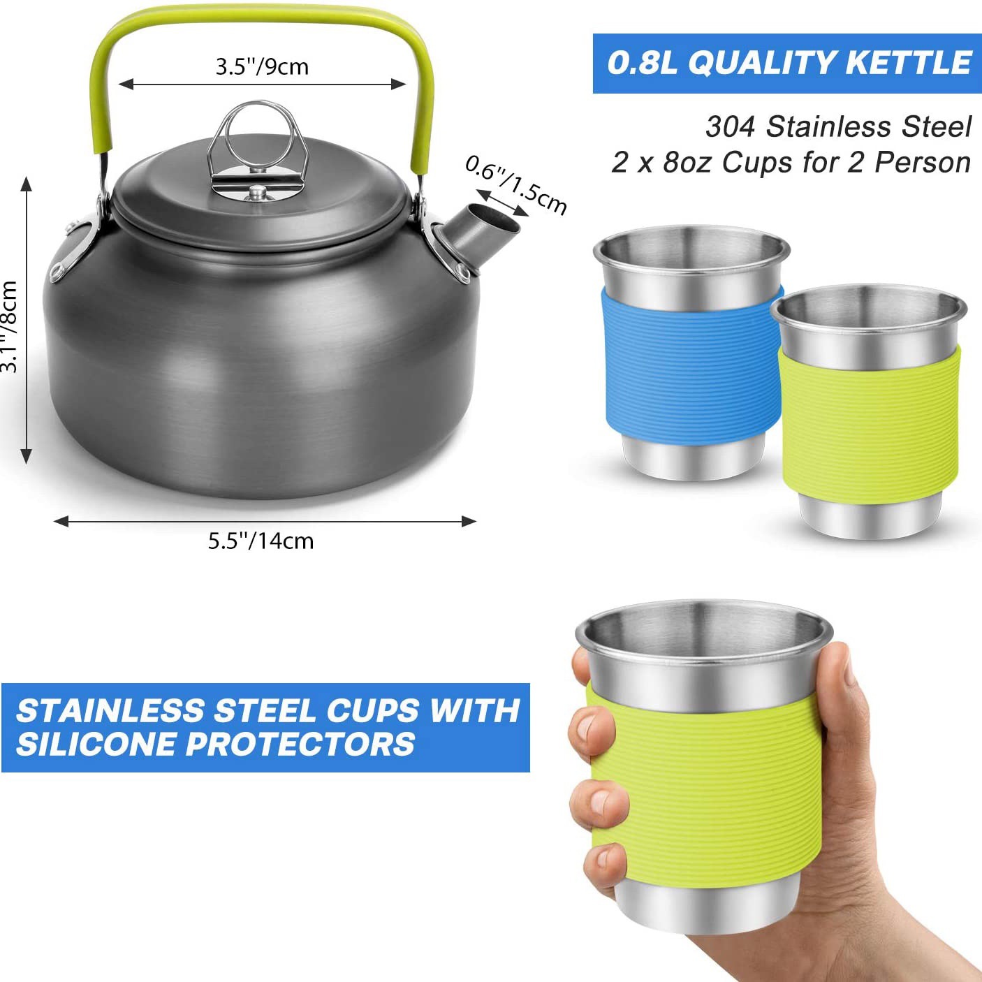 2~3인용 캠핑 조리 세트 알루미늄 냄비 프라이팬 스테 - Camping Cooking Set With Kettle 리뷰 및 가격