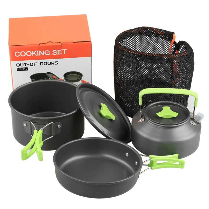 캠핑 요리 세트, 야외 주방용품 세트, 알루미늄 휴대용 - Camping Cooking Set With Kettle 리뷰 및 가격