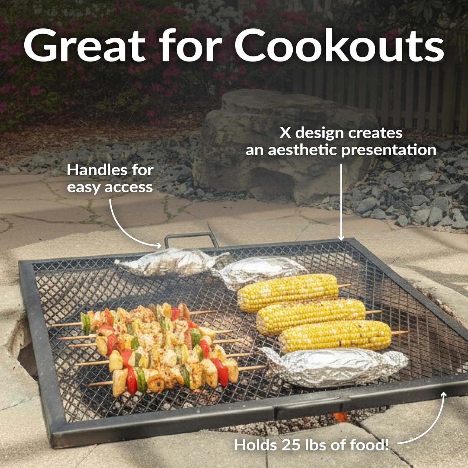 40인치 사각형 헤비듀티 스틸 화덕 그릴 그레이트(손잡 - Camping Cooking Grill 리뷰 및 가격