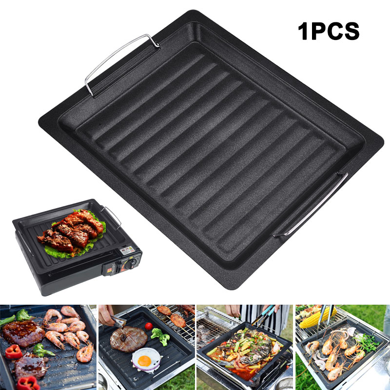야외용 두꺼운 사각 그릴 팬, 손잡이 두 개, 휴대용  - Camping Cooking Survival 리뷰 및 가격