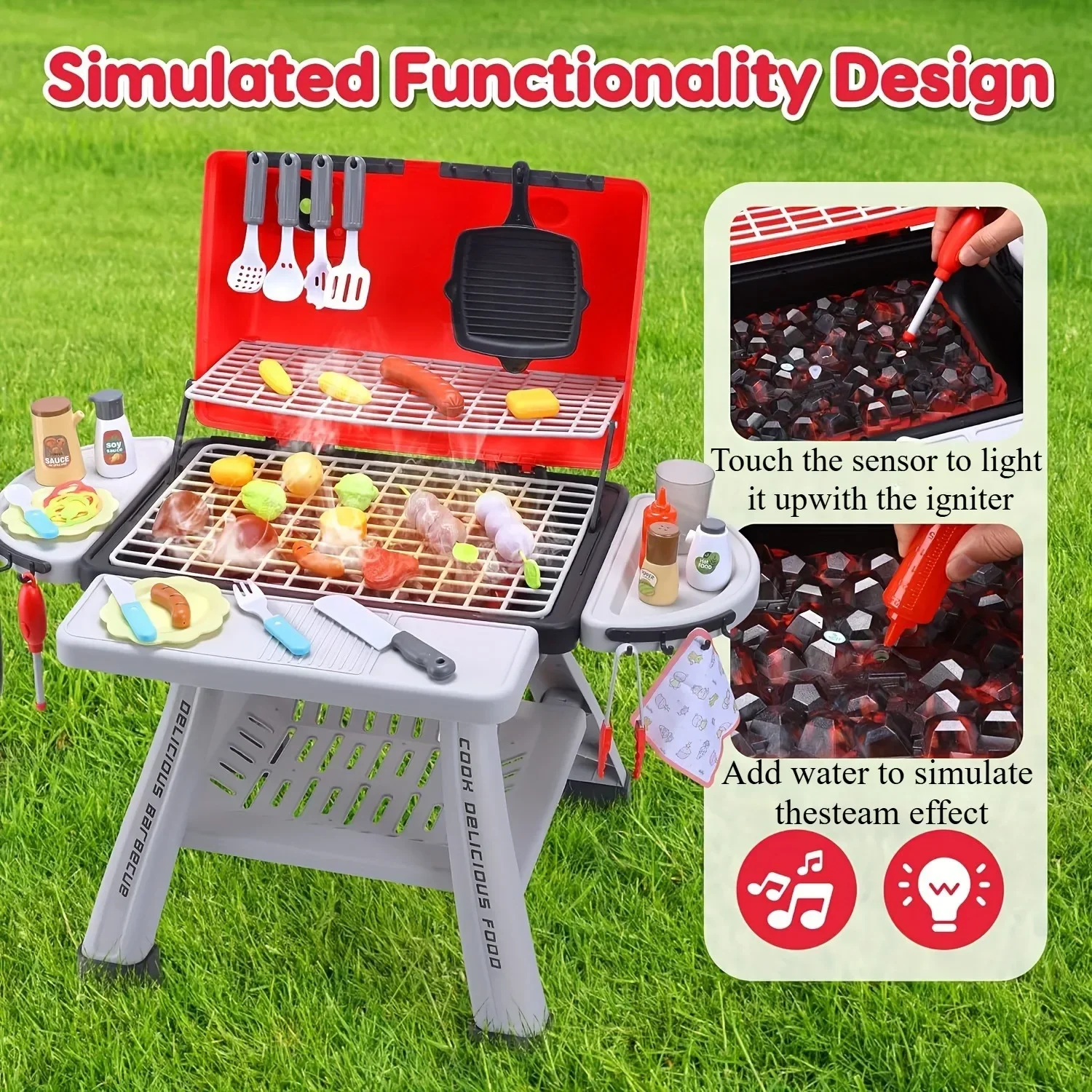바베큐 그릴 장난감 세트 어린이 바베큐 척 연기 소리  - Camping Cooking Kids 리뷰 및 가격