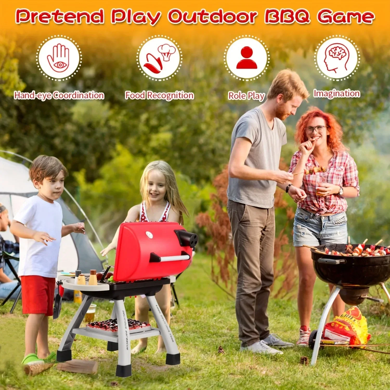바베큐 그릴 장난감 세트 어린이 바베큐 척 연기 소리  - Camping Cooking Kids 리뷰 및 가격