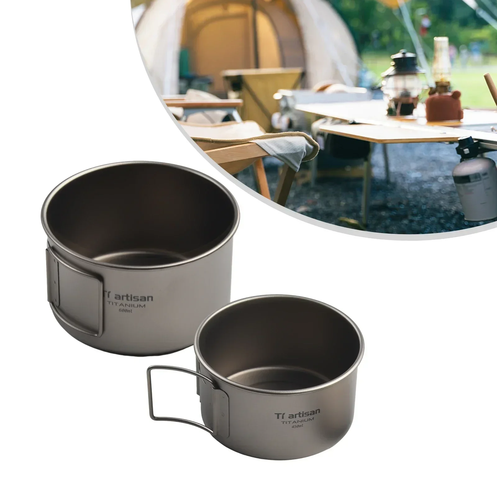 접이식 손잡이가 있는 티타늄 그릇, 캠핑 그릇, 뚜껑  - Camping Cooking Survival 리뷰 및 가격