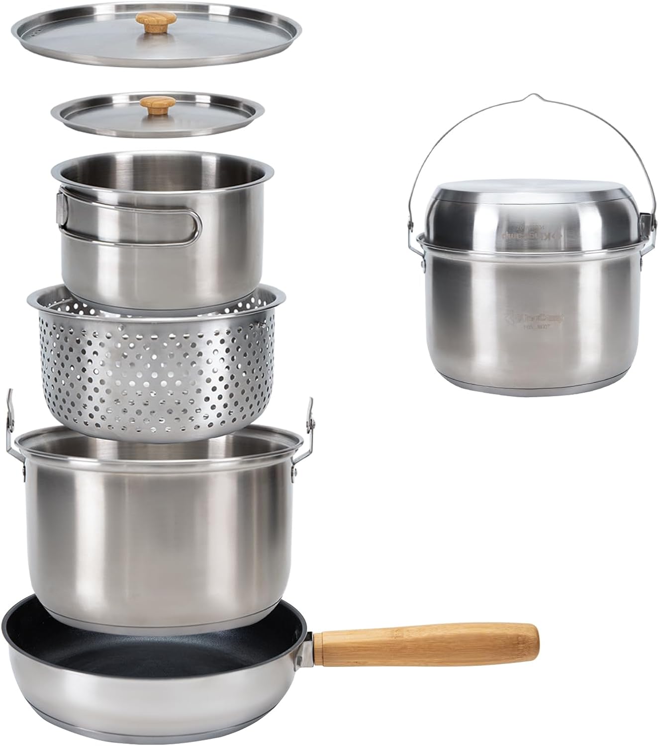304 스테인리스 스틸 캠핑 조리기구 세트 - 캠프파이 - Camping Cooking Set With Kettle 리뷰 및 가격
