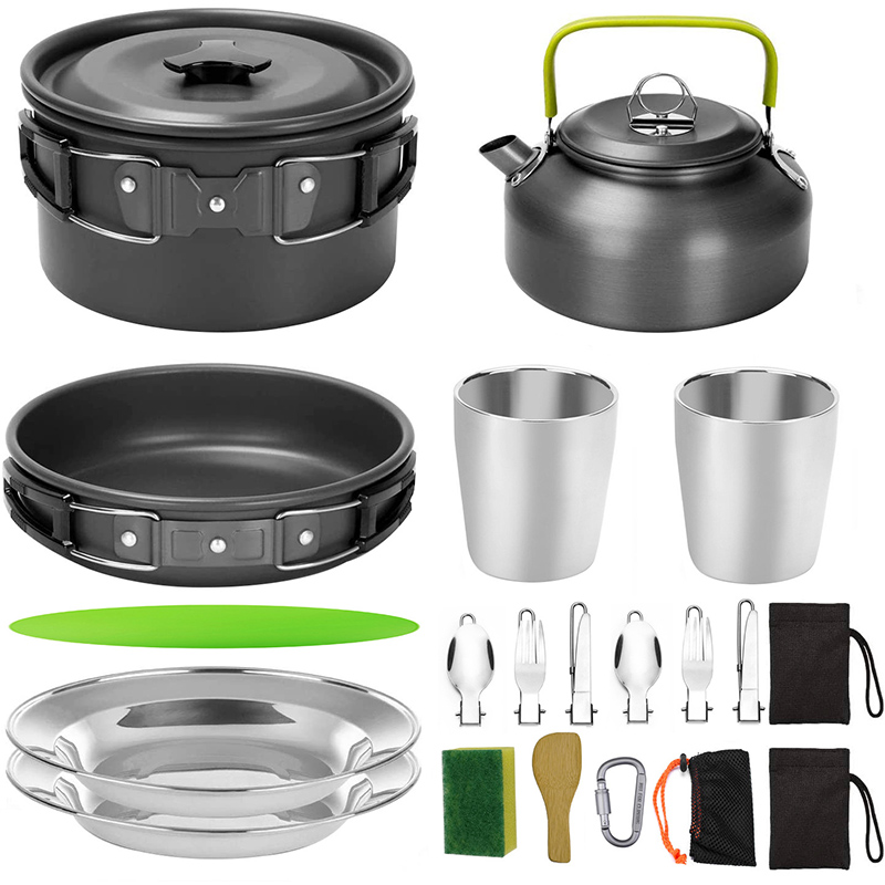 1 세트 야외 냄비 팬 캠핑 조리기구 피크닉 요리 세트 - Camping Cooking Set With Kettle 리뷰 및 가격