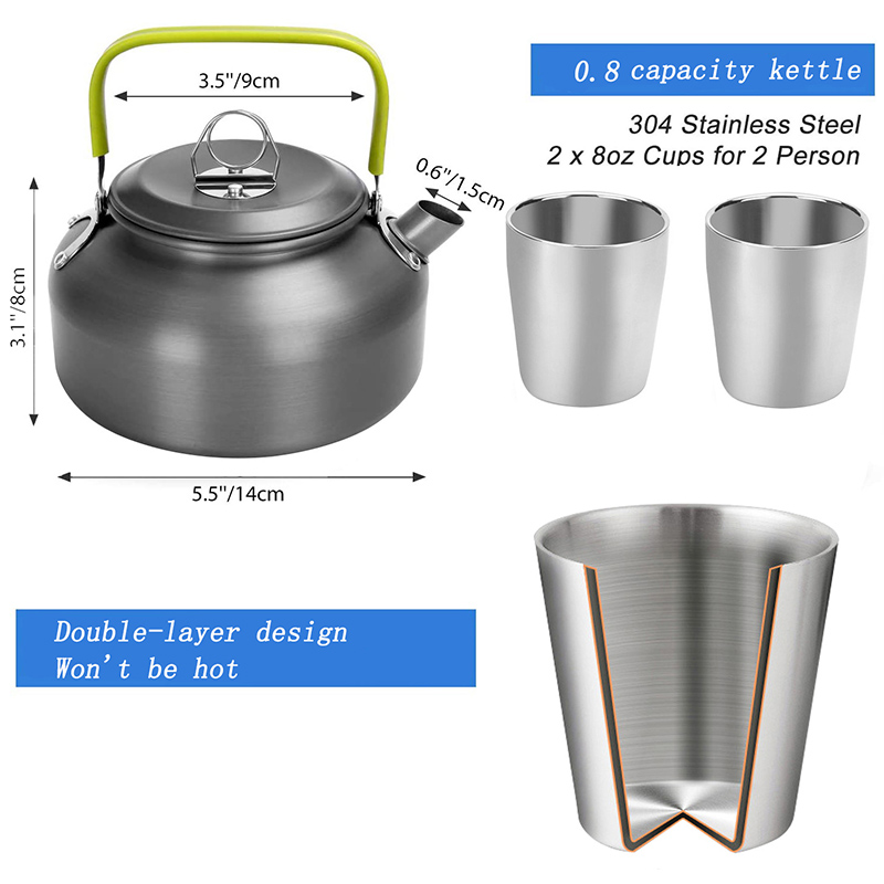 1 세트 야외 냄비 팬 캠핑 조리기구 피크닉 요리 세트 - Camping Cooking Set With Kettle 리뷰 및 가격